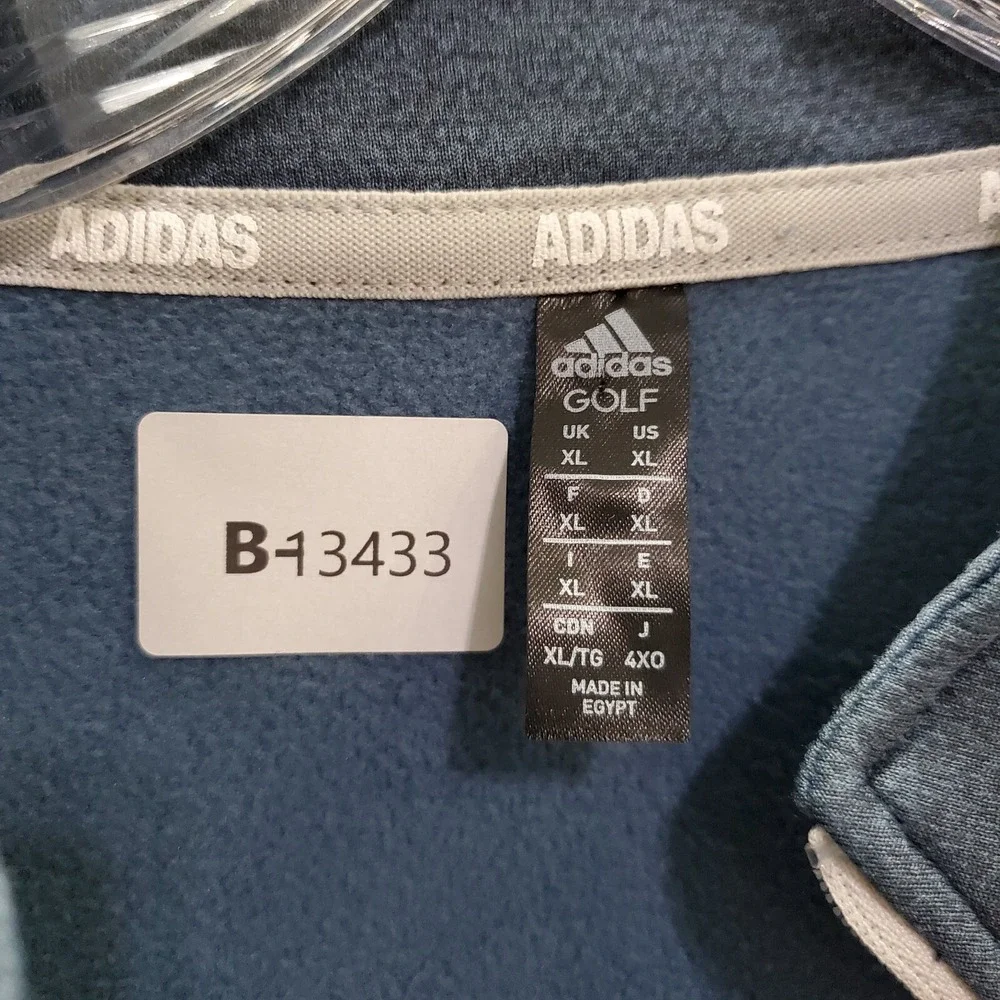 Adidas Men‎ Sweatshirt XL Golf 1/4 Zip Mock Neck Logo Long Sleeve Pullover